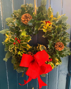 Large, Traditional, Handmade Holly Wreath