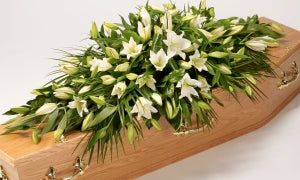 White Oriental Lily Casket Arrangement