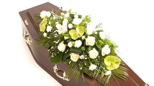 Green and white, Modern casket arrangement